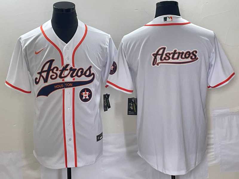 Mens Houston Astros White Team Big Logo Cool Base Stitched Jerseys